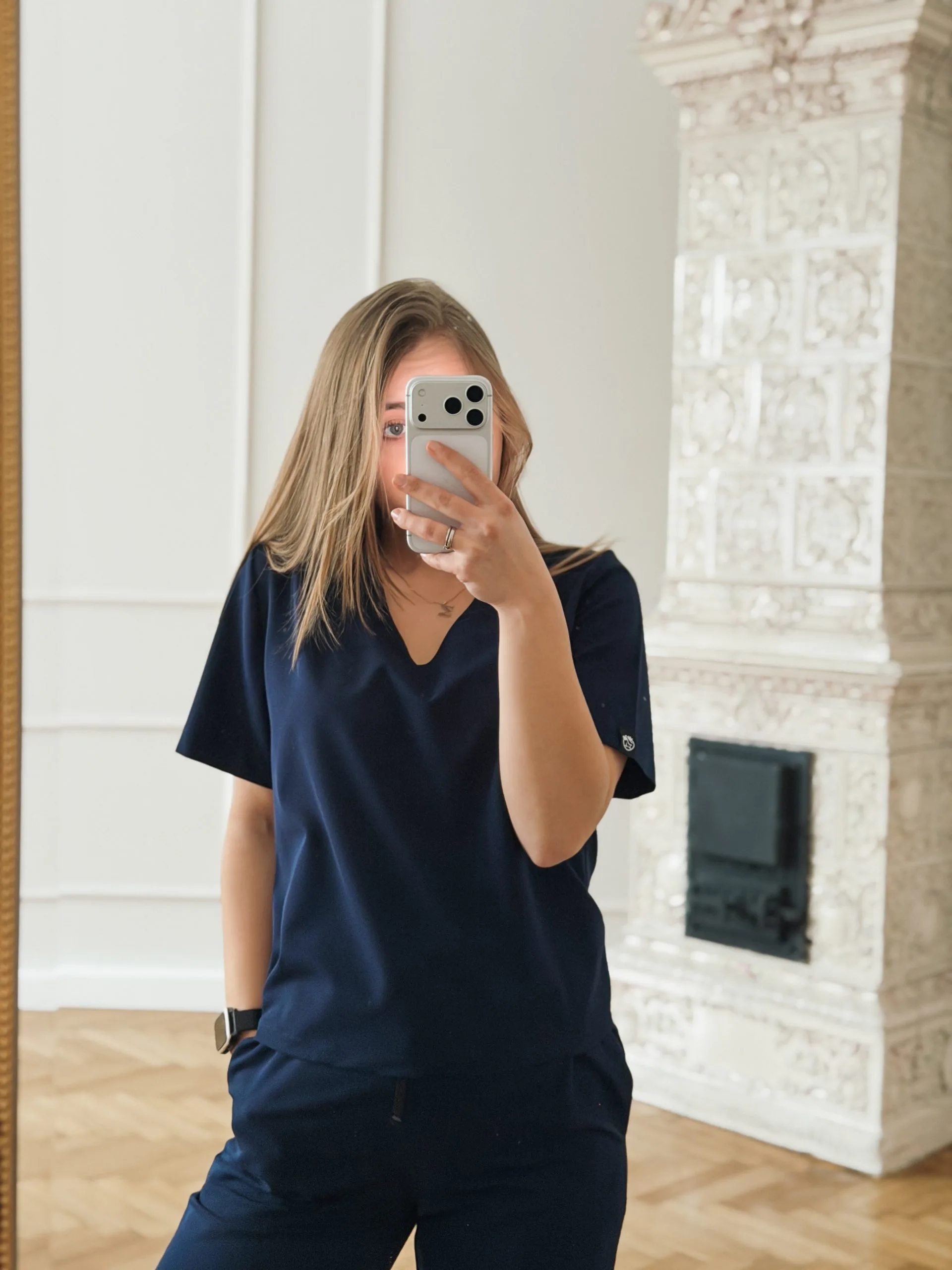 Bluza Medyczna Damska Basic SHORT Deep Blue