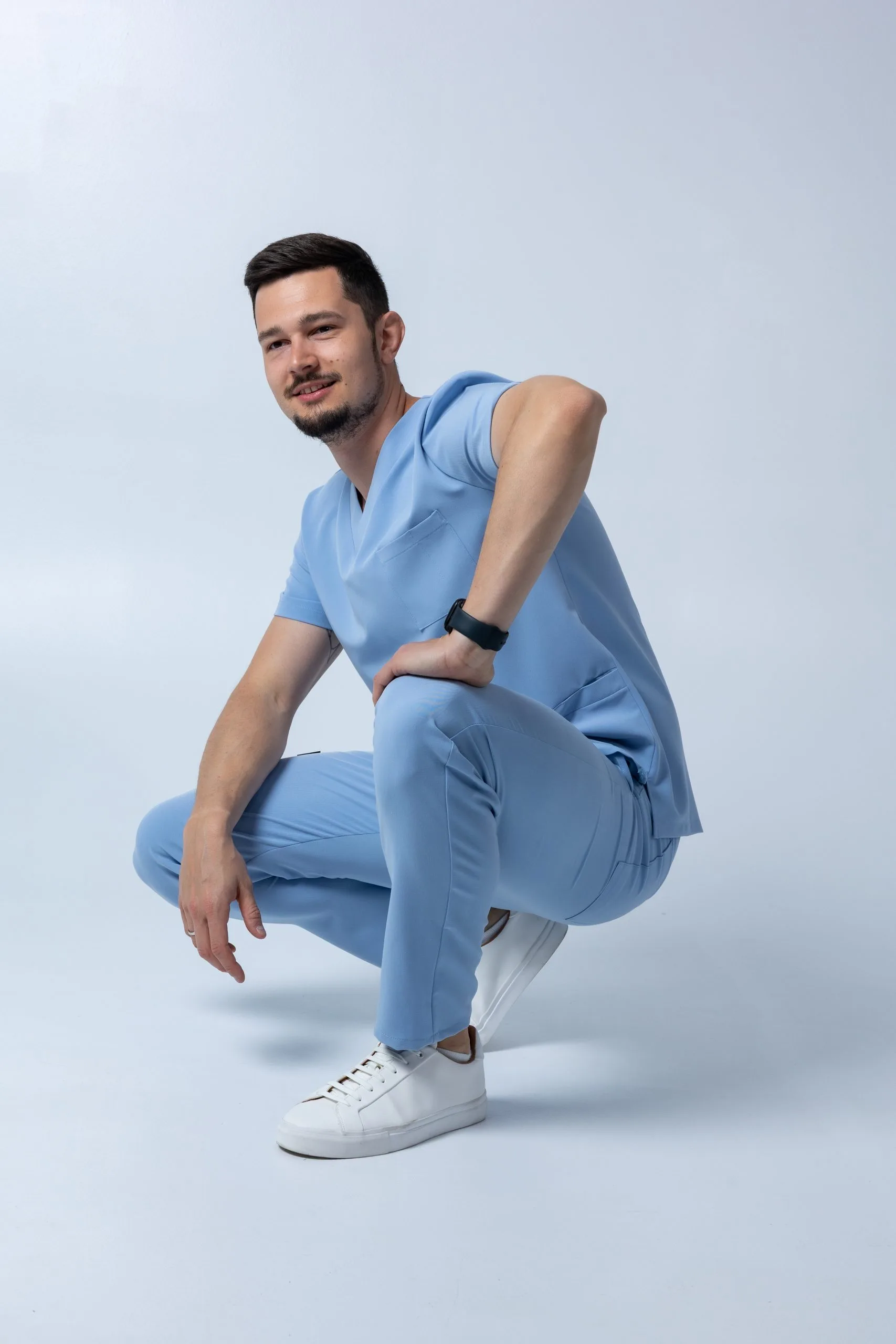 Spodnie Medyczne Męskie PROSTE PREMIUM Baby Blue