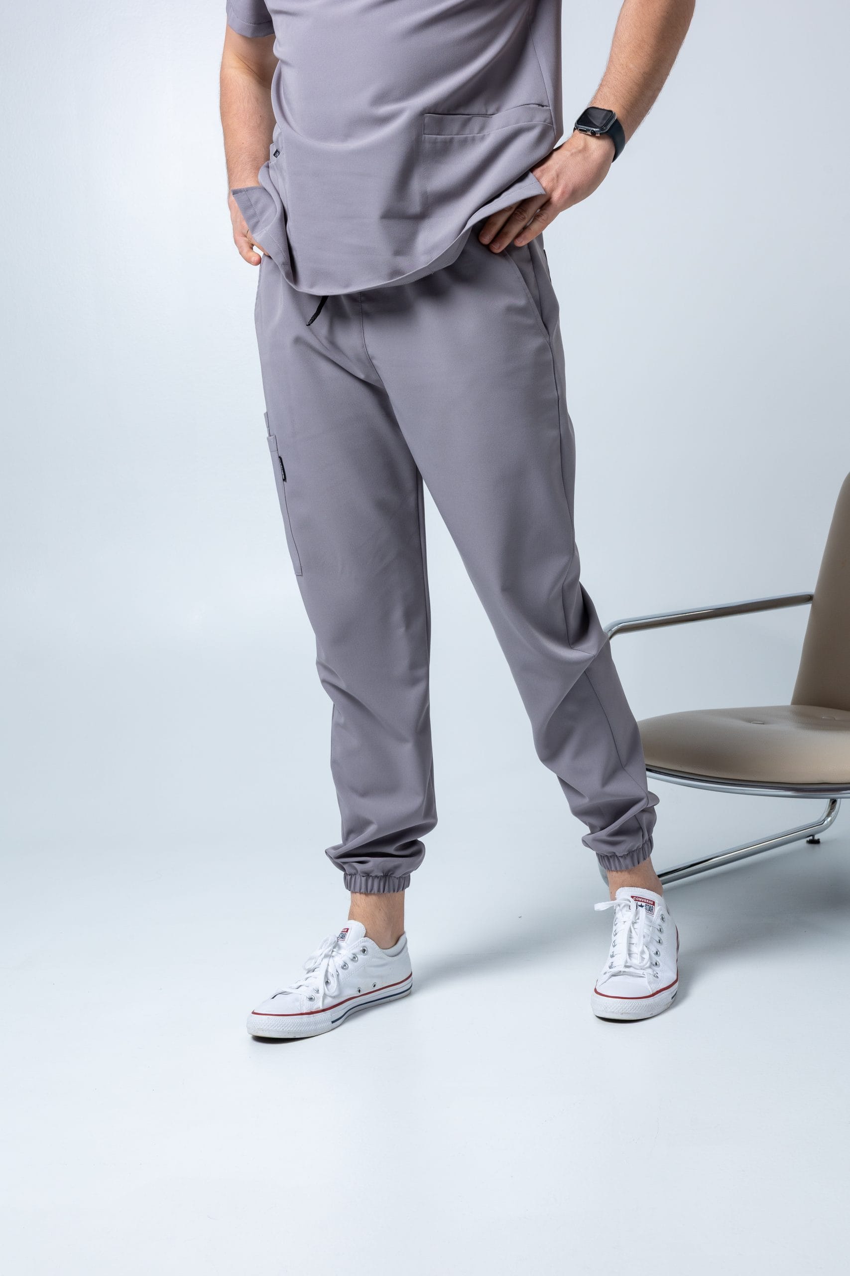 Spodnie Medyczne Męskie z gumką Premium Slate Gray
