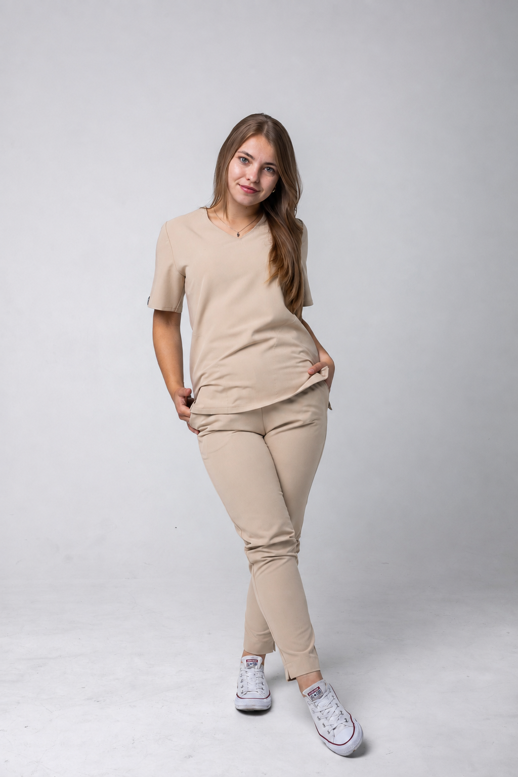 Scrubs Damski Basic Light Beige